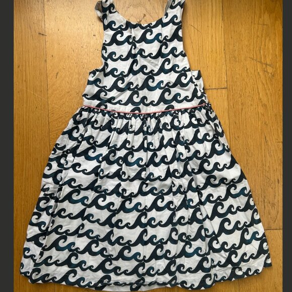 Petit Peony White and Blue Wave Criss Cross Dress - Picture 4 of 4